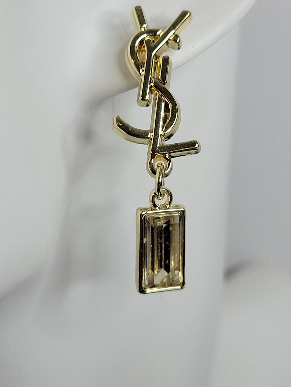 Elegant Gold Crystal YSL Earings, New
